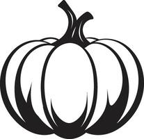 Shadowy Harvest Pumpkin Icon Design in Black Haunted Harvest Black Pumpkin Logo Icon vector