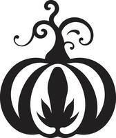 Sinister Shadows Elegant Pumpkin Icon in Black Midnight Harvest Black Design of Pumpkin Logo vector