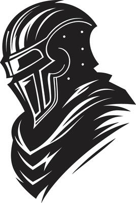 Tearful Tribute Black Icon Design for Sad Knight Soldier Logo Lamenting Legionnaire Black Icon Design for Sad Knight Soldier