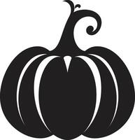 Midnight Harvest Black Design of Pumpkin Logo Frightful Flourish Black Iconic Pumpkin Design vector