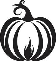 Ghostly Gourds Black Icon Design of Pumpkin Logo in Eerie Essence Minimalistic Pumpkin Icon Design in Black vector