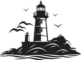 Maritime Mastery Lighthouse in Nautical Style Nautical Illumination Crest Lighthouse Emblem vector