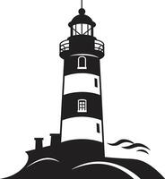 Oceans Guiding Star Lighthouse Coastal Sentry Tower Nautical Lighthouse Emblem vector