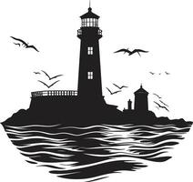 Coastal Guardian Emblem Nautical Lighthouse Seafarers Guiding Light of Lighthouse vector