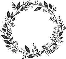 Everlasting Elegance Leafy Doodle Wreath Botanical Betrothal Wedding in Doodle Style vector