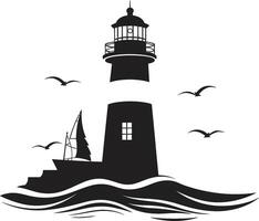 Coastal Watch Sentinel Lighthouse in Seafaring Illumination Nautical vector