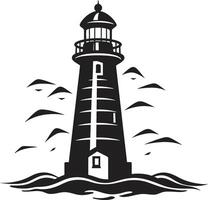 Harbor Watchtower Lighthouse in Elegant Guiding Star Emblem Nautical Lighthouse vector