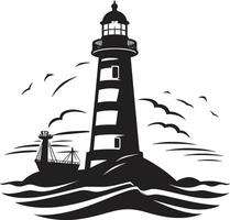 Seafarers Illumination of Lighthouse Illuminated Horizon Crest Coastal Lighthouse vector