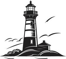 Harbor Watchtower Lighthouse in Elegant Guiding Star Emblem Nautical Lighthouse vector