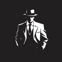 Tailored Tyranny Mafia in Organized Crime Elegance Suit and Hat vector