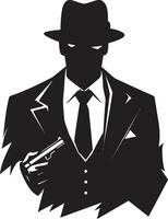 Sharp Dressed Shadows for Mafia Underworld Elegance Suit and Hat Symbol vector