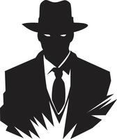 Criminal Elegance Suit and Hat Emblem Underworld Sovereignty Mafia in vector