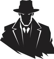 Silk and Shadows Mafia Crest in Sleek Syndicate Suit and Hat Emblem vector