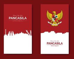 Pancasila Day Bundle Vertical Template vector