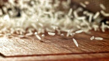 Super slow motion grains of rice. High quality FullHD footage video