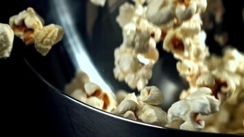 Super slow motion popcorn. High quality FullHD footage video