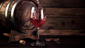 Super slow motion wine pours into a glass of air bubbles. On a wooden background. Filmed on a high-speed camera at 1000 fps. video