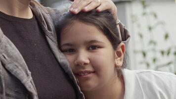 Loving Mother Caressing Her Daughter Hair Footage. video