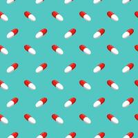 Pills on turquoise background. Seamless pattern. vector