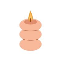 Burning candle geometric trendy shape. Aroma candle in scandi style illustration on white background. vector