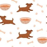 Cute little puppy seamless pattern. Background for printing on fabric, packaging, paper. vector