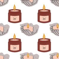 Trendy candles of various shapes and colors. seamless pattern background for packaging, fabric, wallpaper. vector