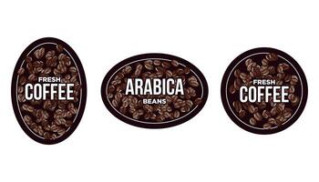 Arabica coffee labels collection. Oval and circle shape. vector