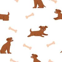 Cute little puppy seamless pattern. Background for printing on fabric, packaging, paper. vector