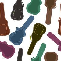 Guitar cases seamless pattern. Multi-colored cases for musical instruments on white background. vector