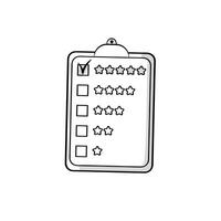 Feedback, review, rating, five stars, like. Vote sheet. Cute doodle-style icon. vector