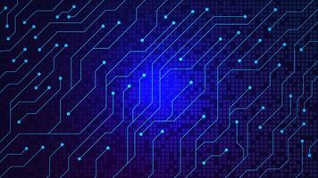 Abstract technology circuit board with digital pixels. Electronic motherboard for global communication and engineering concept. vector