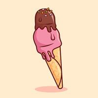 Ice cream cone floating cartoon icon illustration food object icon concept isolated flat vector