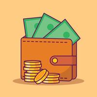 wallet and stack of coins icon isolated vector