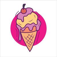 ice cream cone cartoon icon illustration doodle vector