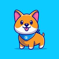 linda shiba inu perro vistiendo scraf dibujos animados vector