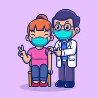 Cute Doctor Injecting Female Patient Cartoon vector