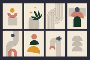 flat design art abstract poster collection set vector