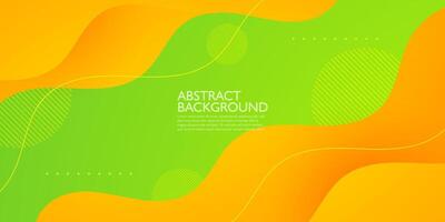 Orange and green geometric business banner design. Creative banner design with wave shapes and lines background for template. Simple horizontal banner. Eps10 vector