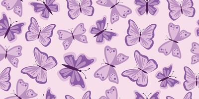 Seamless pattern with butterflies in lilac tones. Cute delicate background with butterflies. vector