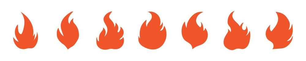 Flame icons. Flame silhouettes. Fire shooting signs, warning symbols isolated on white. vector