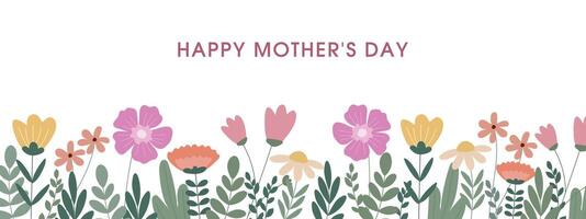 Mother's Day background with spring flowers. Happy Mother's Day. Flat design of beautiful botanical plants. vector