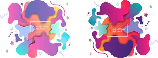 Puzzle style liquid shapes pastel and sharp color abstract background. Decorative art elements for poster, banner, print, children. Color template layout. Eps10 illustration. vector