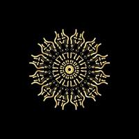 Mandala. Gold decorative element. Picture for coloring. Abstract circular ornament with stylized leaves vector