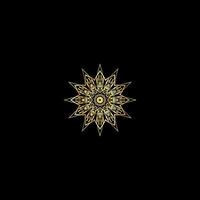 Mandala. Gold decorative element. Picture for coloring. Abstract circular ornament with stylized leaves vector