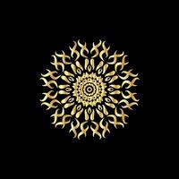 Mandala. Gold decorative element. Picture for coloring. Abstract circular ornament with stylized leaves vector