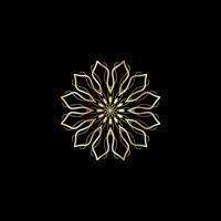 Mandala. Gold decorative element. Picture for coloring. Abstract circular ornament with stylized leaves vector