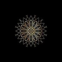 Mandala. Gold decorative element. Picture for coloring. Abstract circular ornament with stylized leaves vector