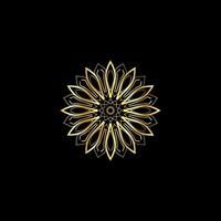 Mandala. Gold decorative element. Picture for coloring. Abstract circular ornament with stylized leaves vector