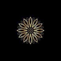 Mandala. Gold decorative element. Picture for coloring. Abstract circular ornament with stylized leaves vector