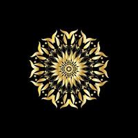 Mandala. Gold decorative element. Picture for coloring. Abstract circular ornament with stylized leaves vector